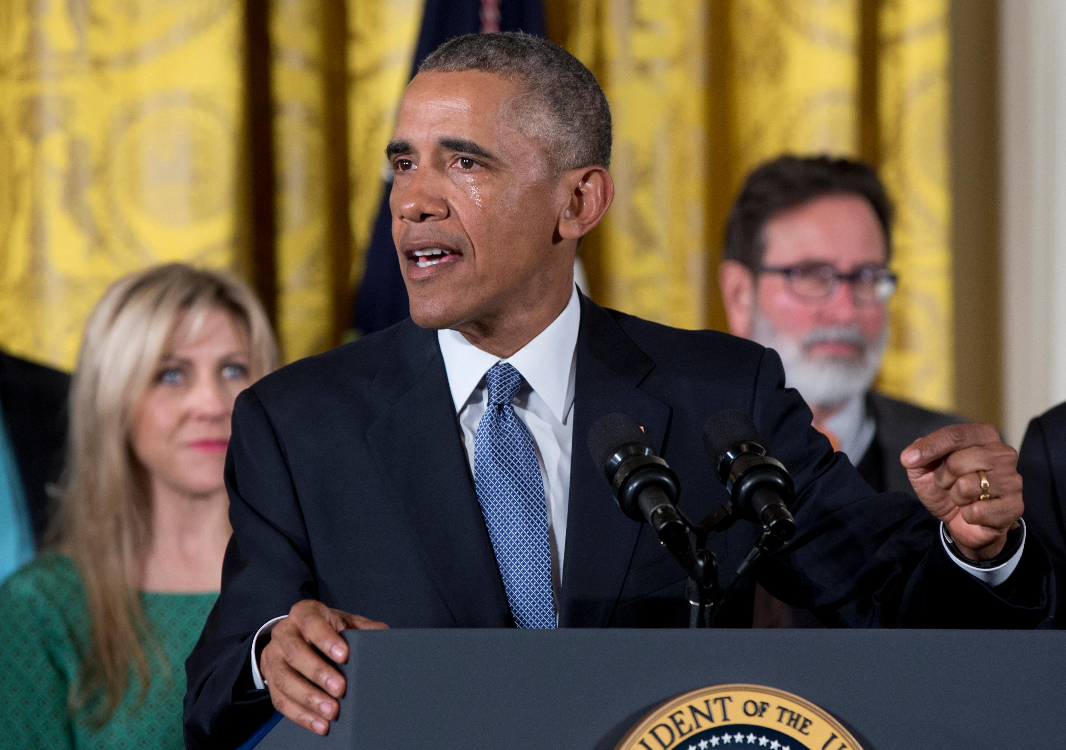 Photo: Obama Weeps During Gun Control Press Conference (AP)