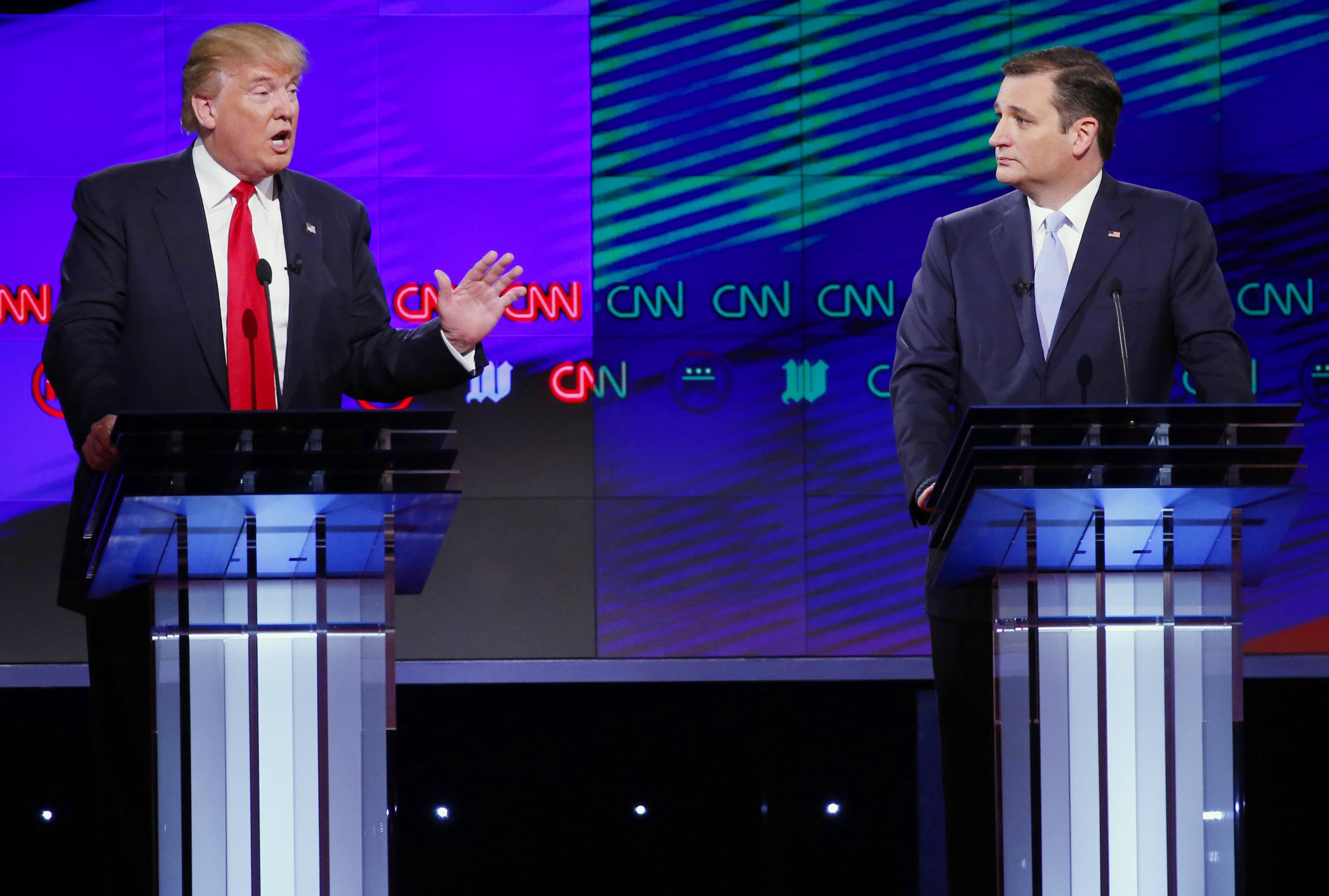 Photo: Trump, Cruz photos w/ delegate caption (AP Photo)