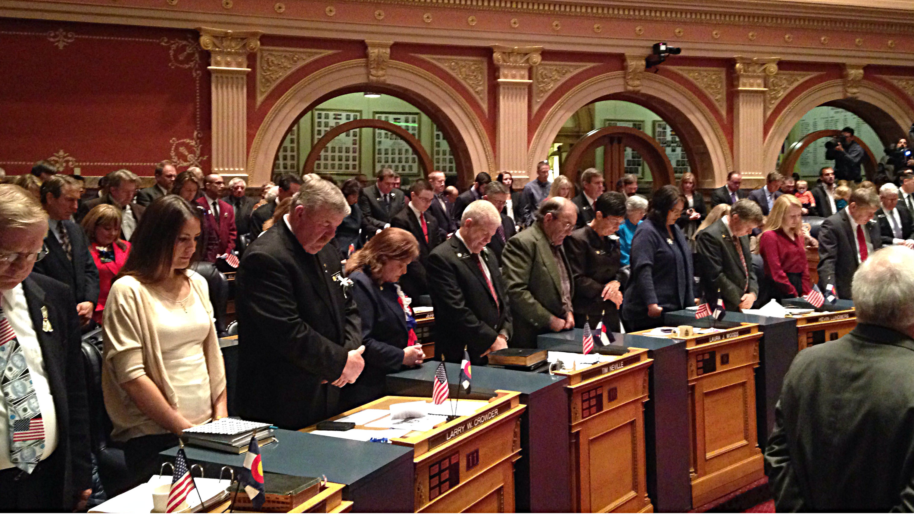 Photo: state senators during opening day prayer 2015