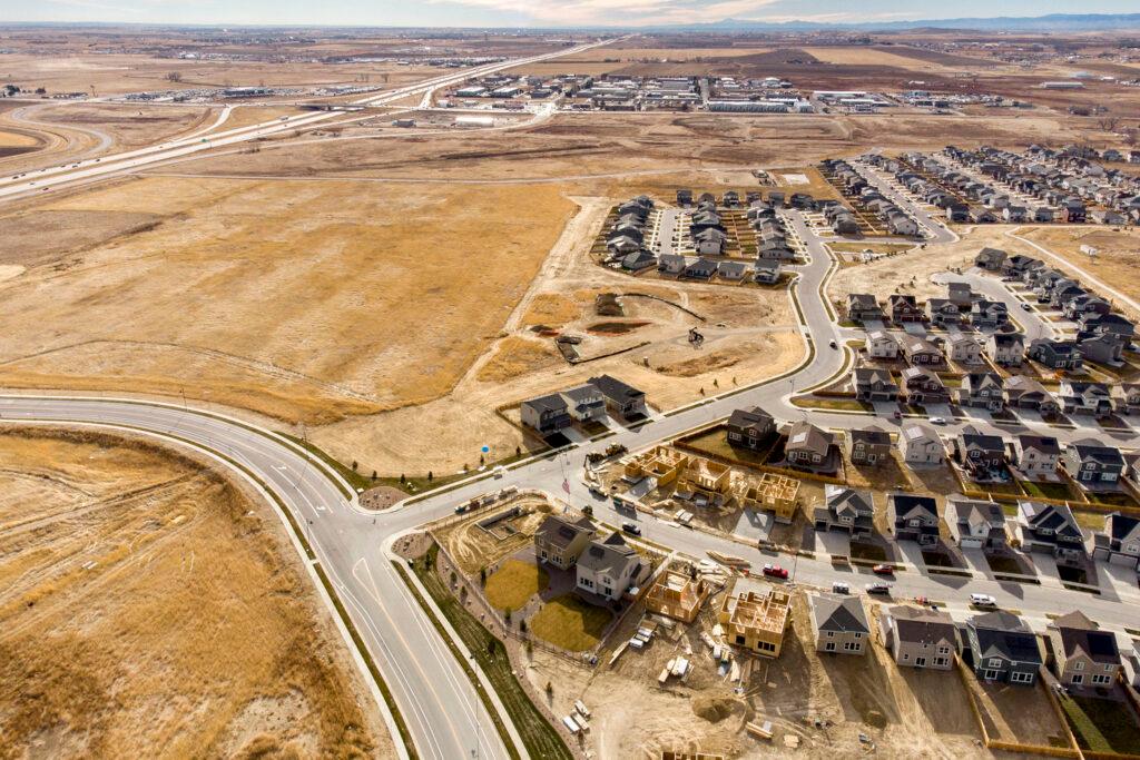 A housing development in Weld County that sits close to I-25. Dec. 11, 2021.