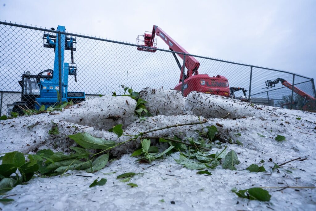 Piles of hail in north Denver