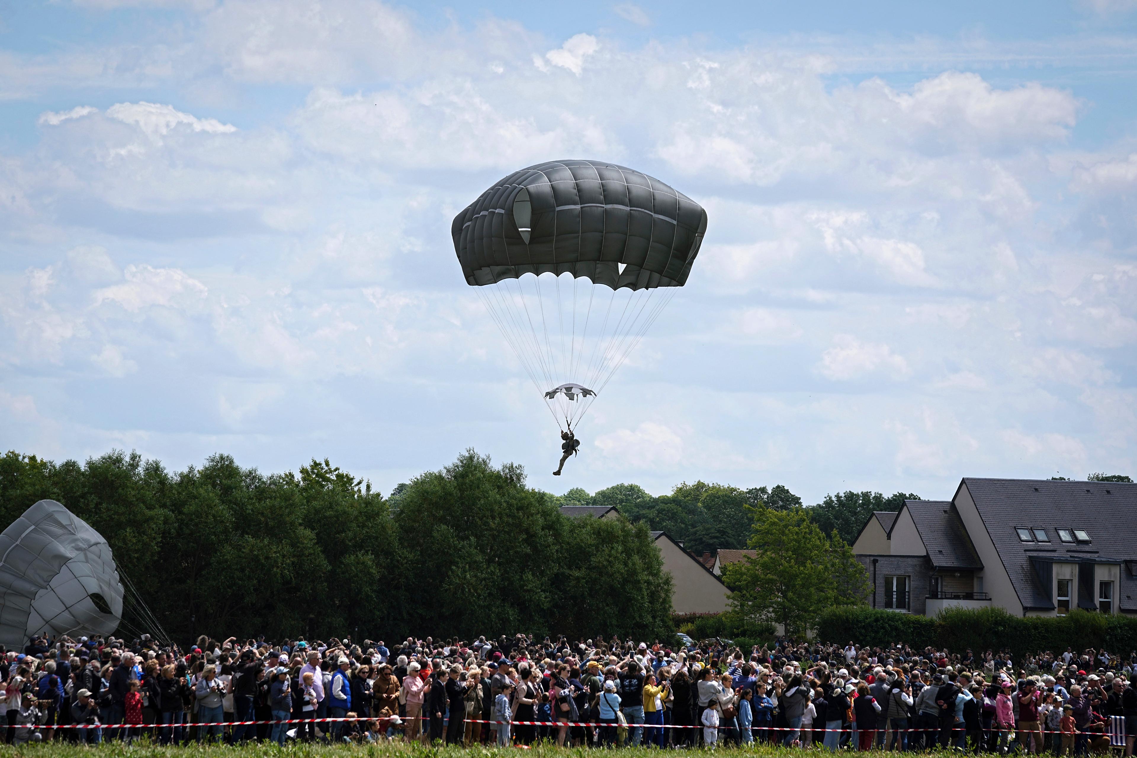 D-Day 80th Anniversary Lawmakers Parachute