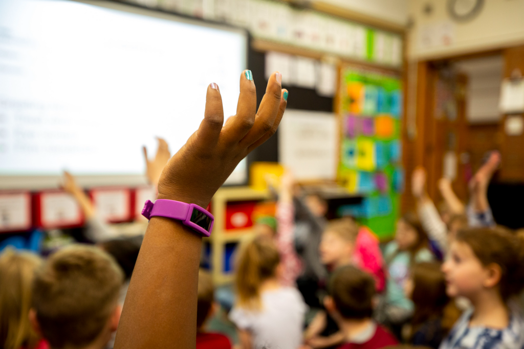 Terri Ruffennach fields questions from second-graders