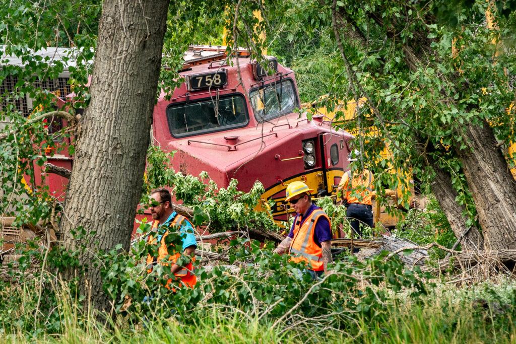 Crews work to clear a freight train crash in Boulder