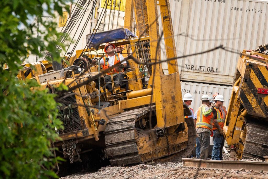 Crews work to clear a freight train crash in Boulder