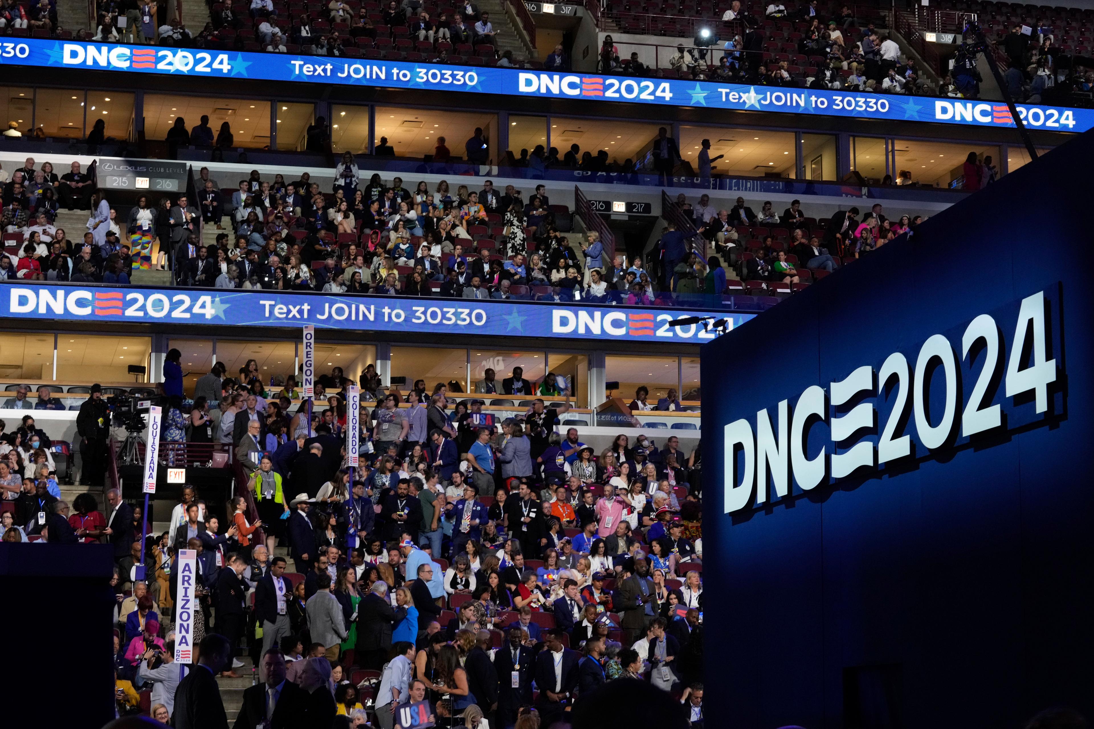 Delegates pack United Center during the Democratic National Convention