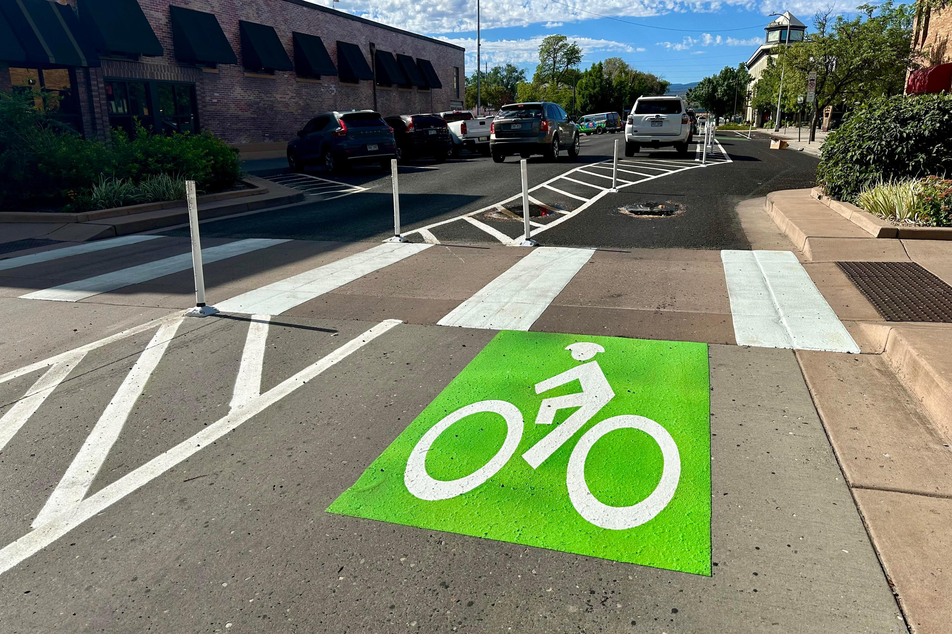 Grand Junction's first protected bike lane on Fourth Street