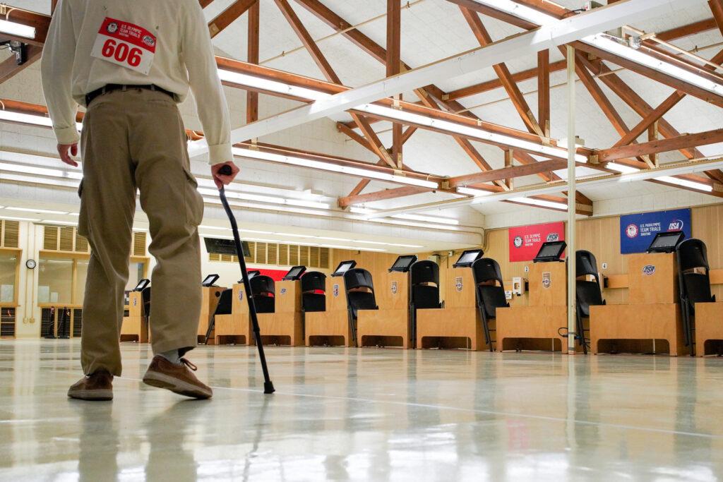 YanXiao Gong at the U.S. Olympic and Paralympic Training Center shooting range