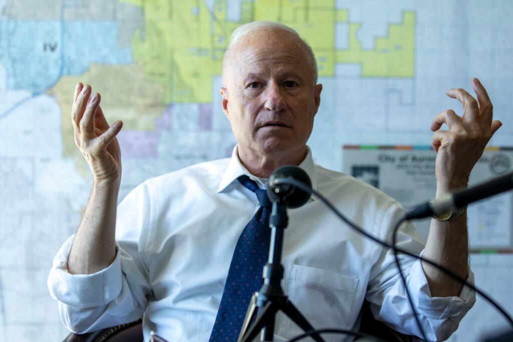 Aurora Mayor Mike Coffman in his office. Sept. 19, 2024.