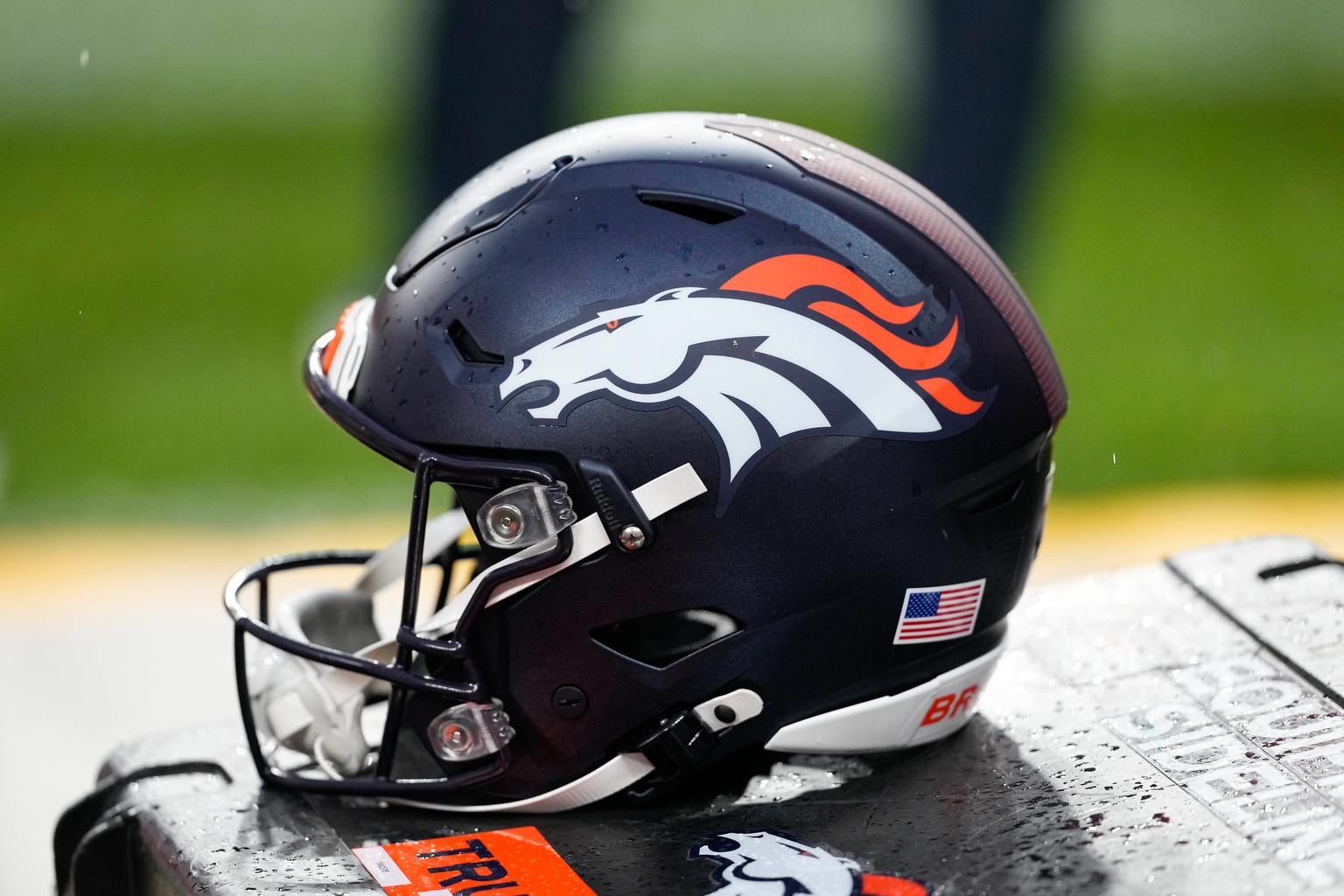 A Denver Broncos helmet