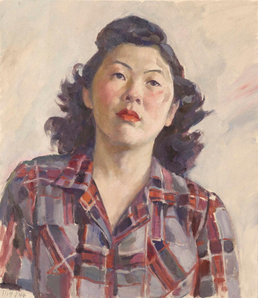 A painting of a woman by artist Tokio Ueyama while he was detained in Camp Amache with other Japanese Americans during World War II.