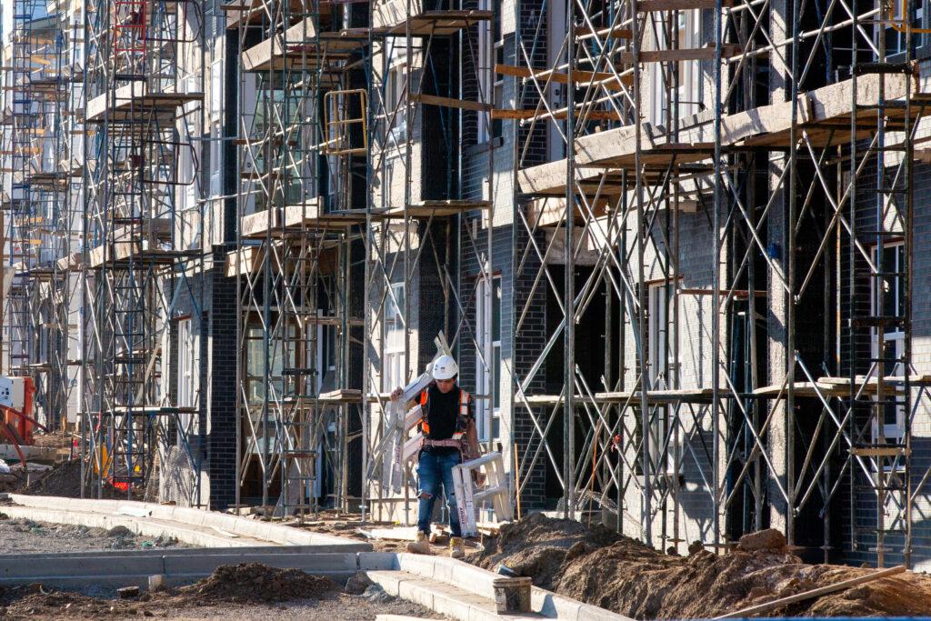 New apartment buildings under construction in Denver.