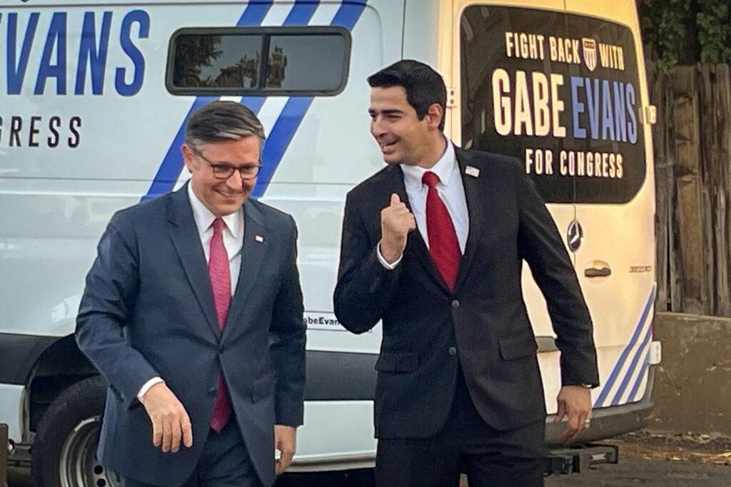 Mike Johnson campaigns with Gabe Evans