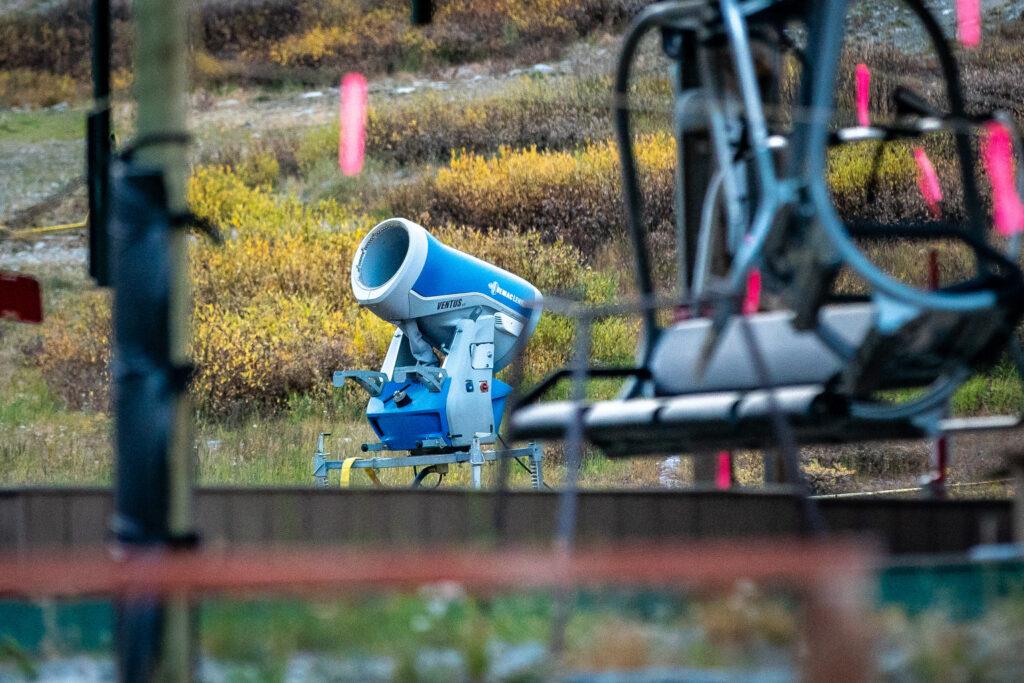 Snow making equipment is ready to start at Arapahoe Basin Ski Area