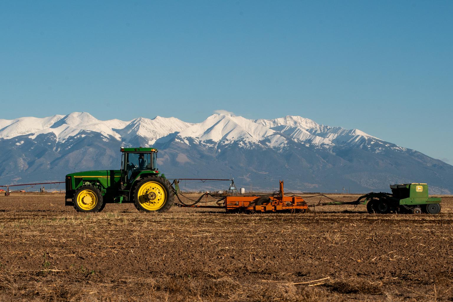 Michael Jones plants rye seed at Jones Farm Organics