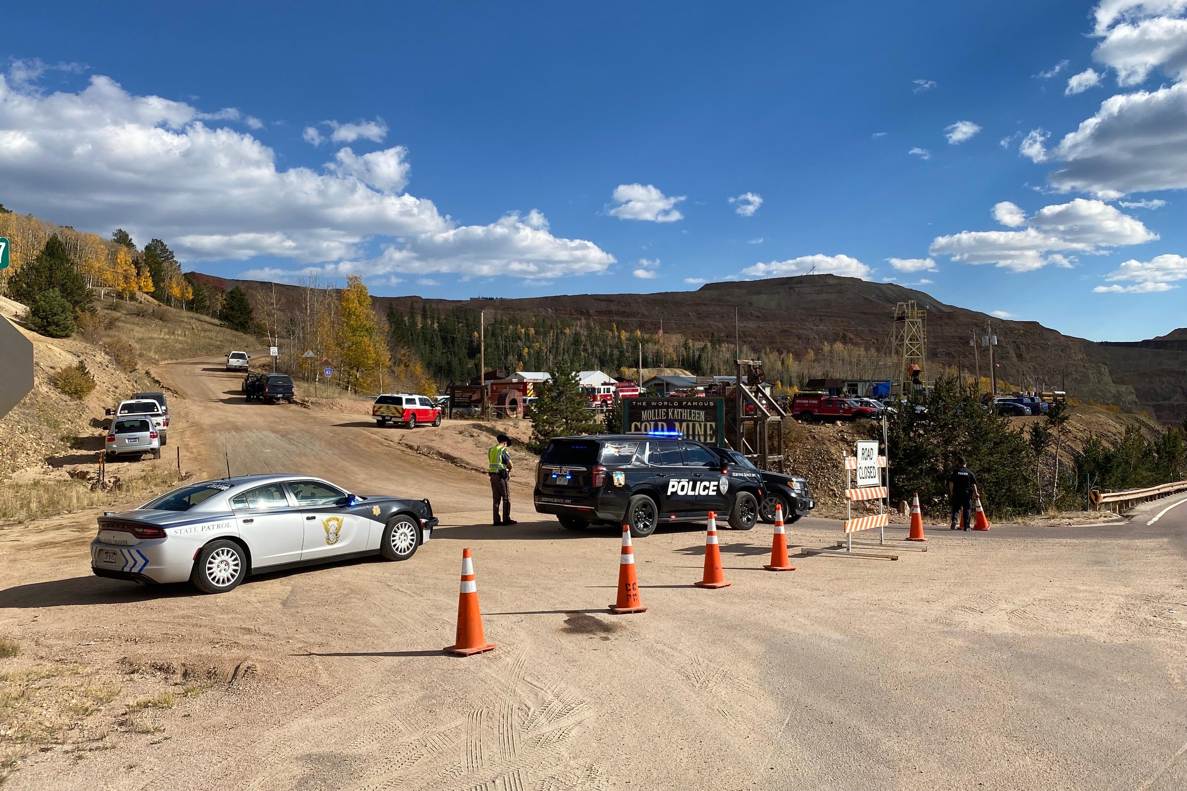 First responders outside of the Mollie Kathleen Gold Mine