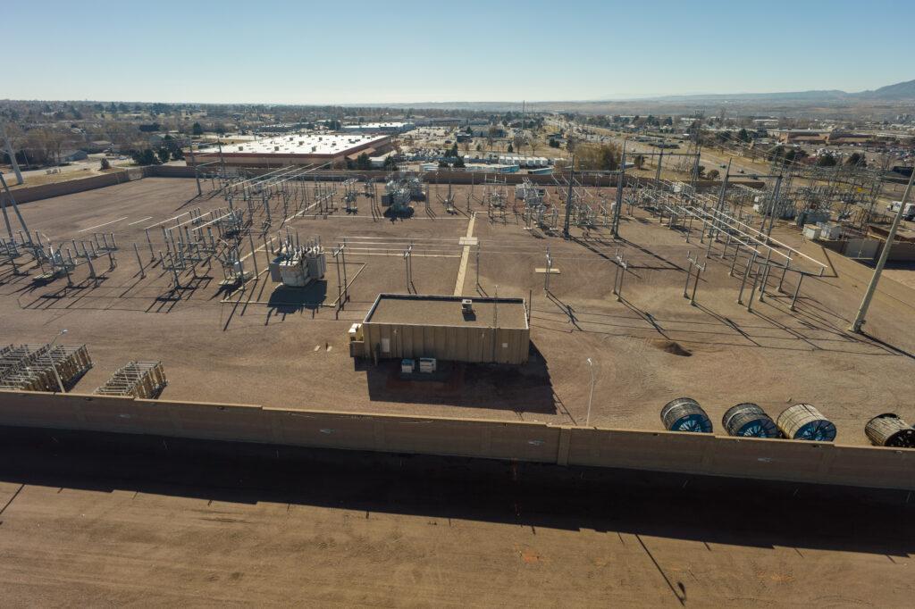 power lines and a building