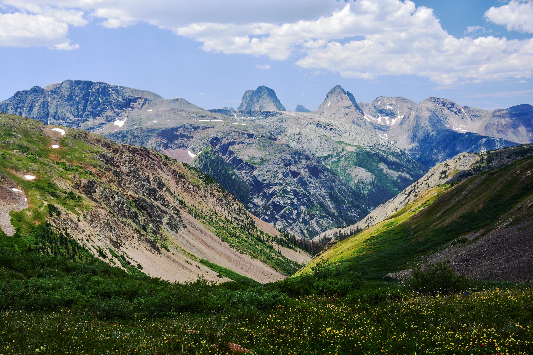 Landscape view of Vestal Peak in the San Juan Mountains