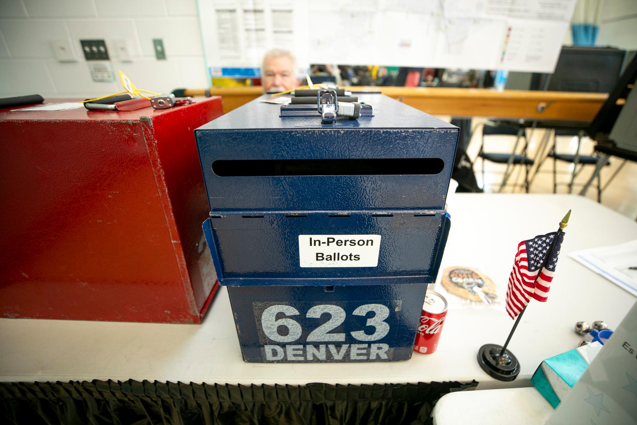 A ballot box at Denver Elections' polling station