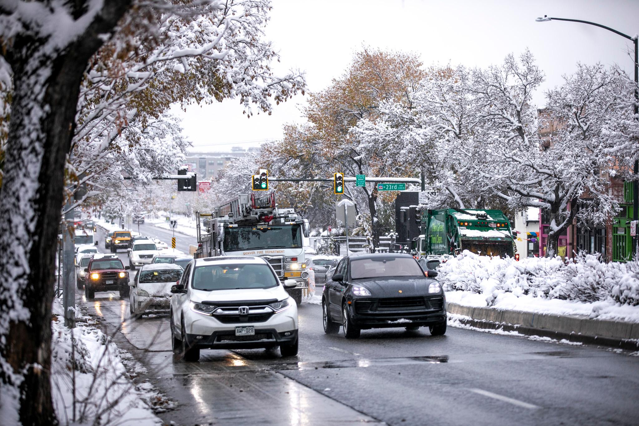 A snowy day over Federal Boulevard. Nov. 6, 2024.