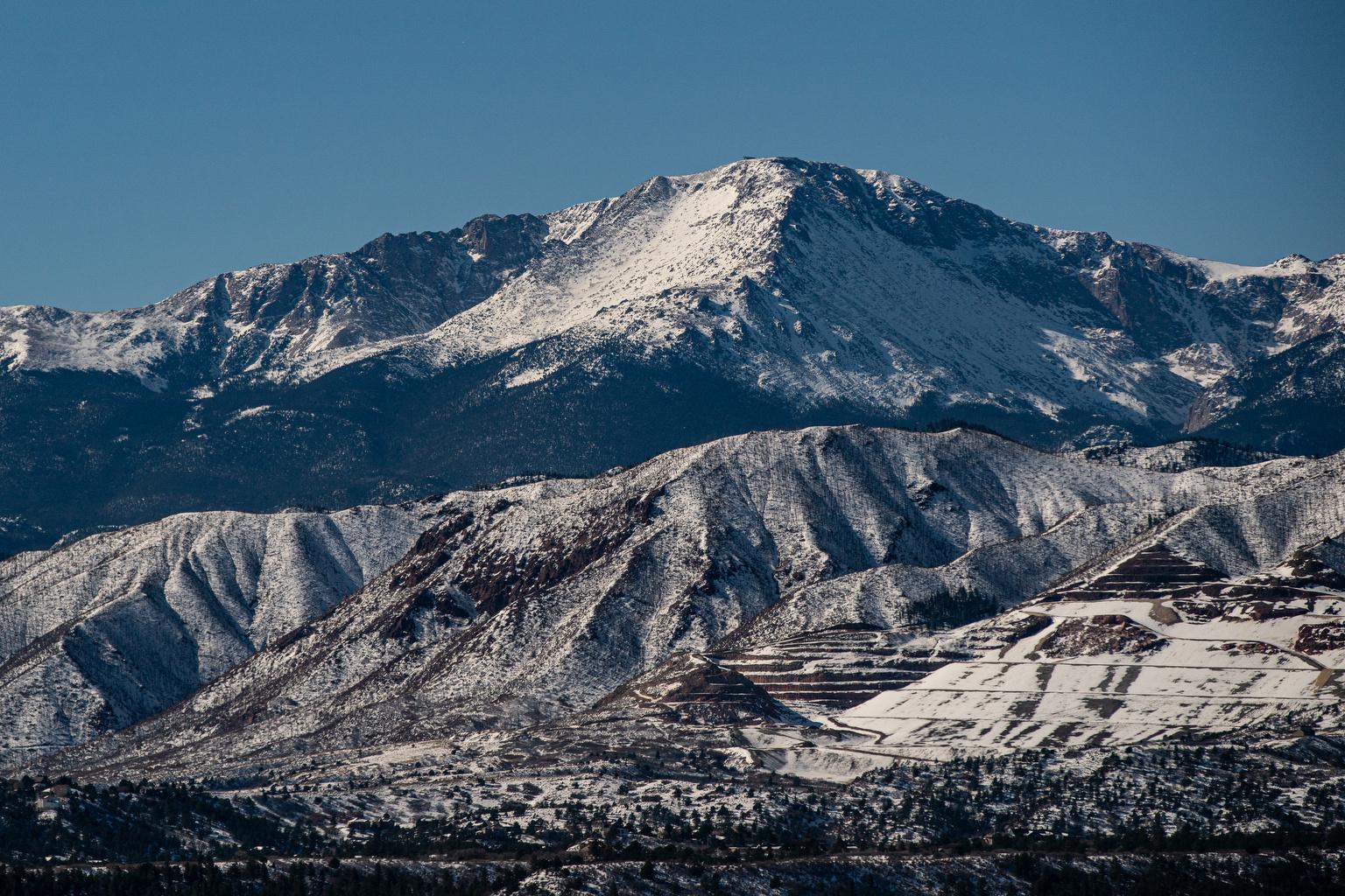 Snow on Pikes Peak above Colorado Springs