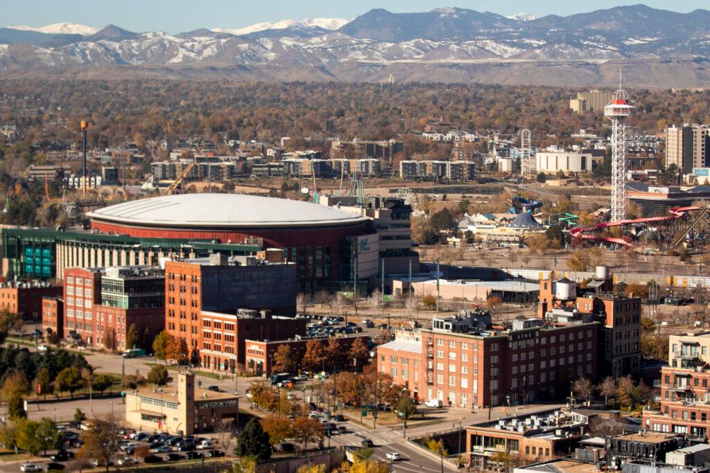 Ball Arena seen from Downtown Denver. Nov. 14, 2024.