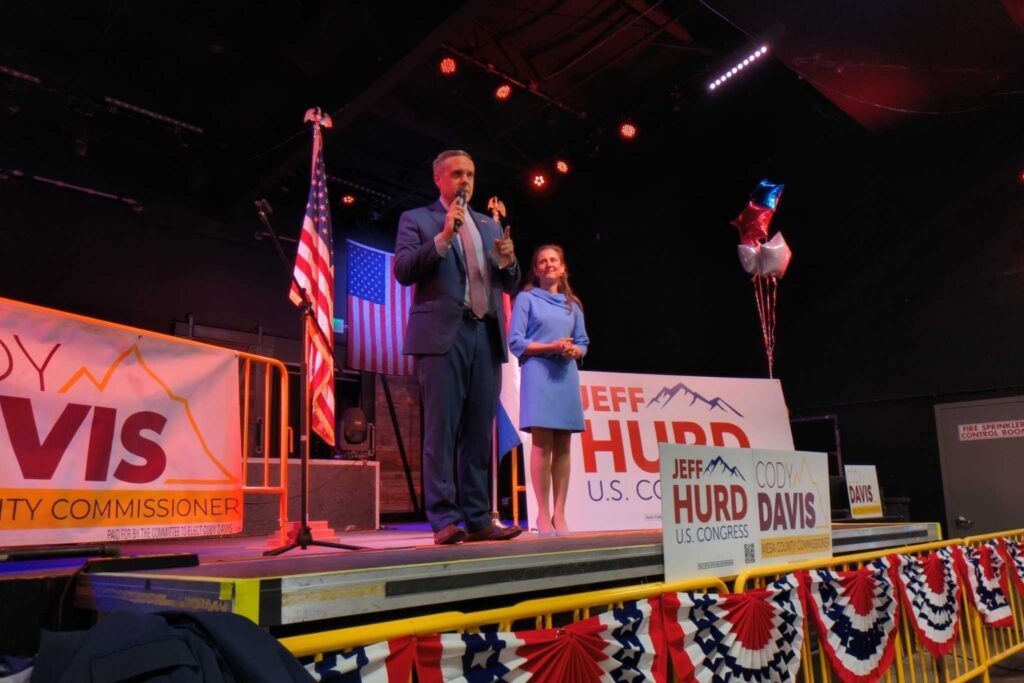 Jeff Hurd addresses supporters late on election night