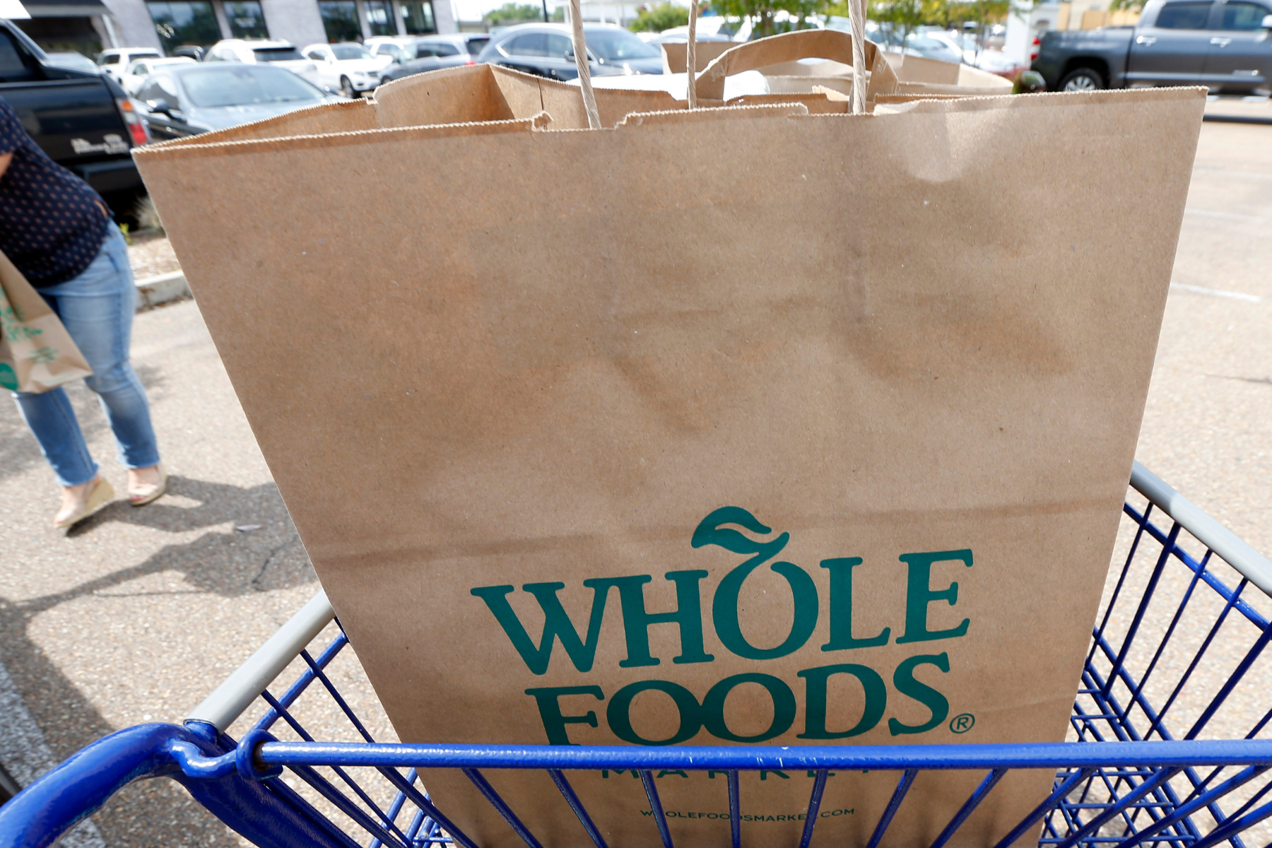 A Whole Foods grocery bag