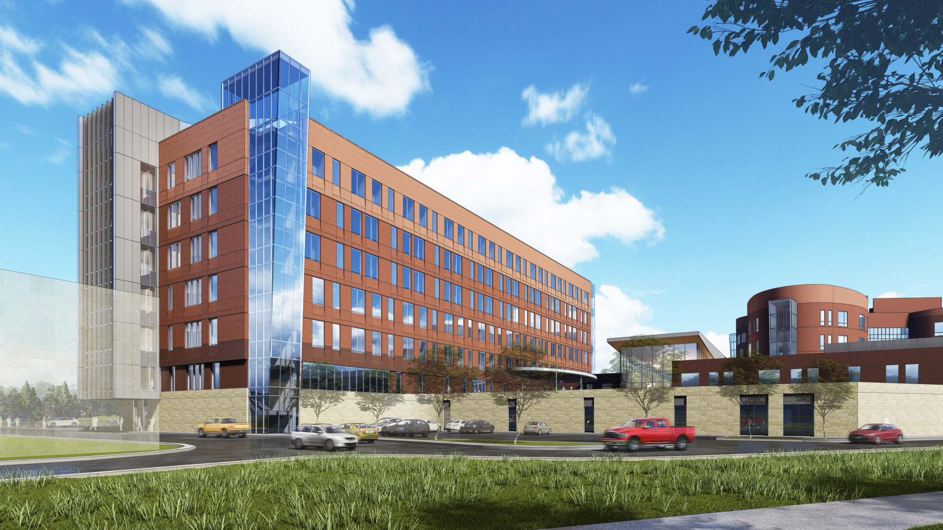 A rendering illustrates a planned expansion at a hospital.