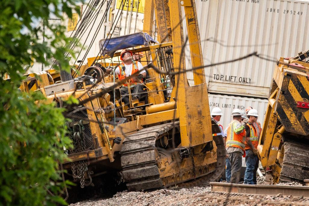 Crews work to clear a freight train crash in Boulder