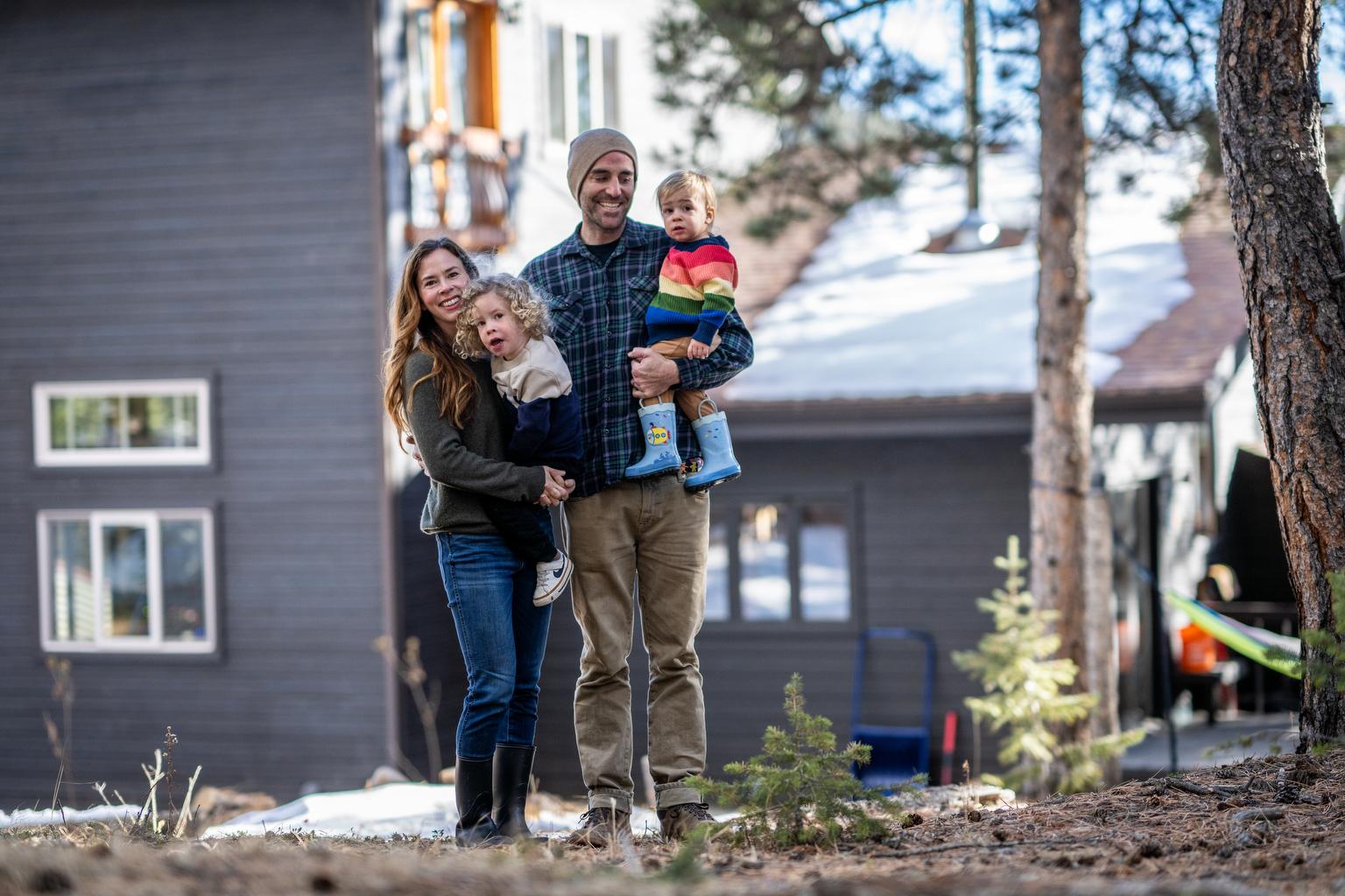 Trish Krajniak and Trevor Donahue outside the home they recently bought Nederland