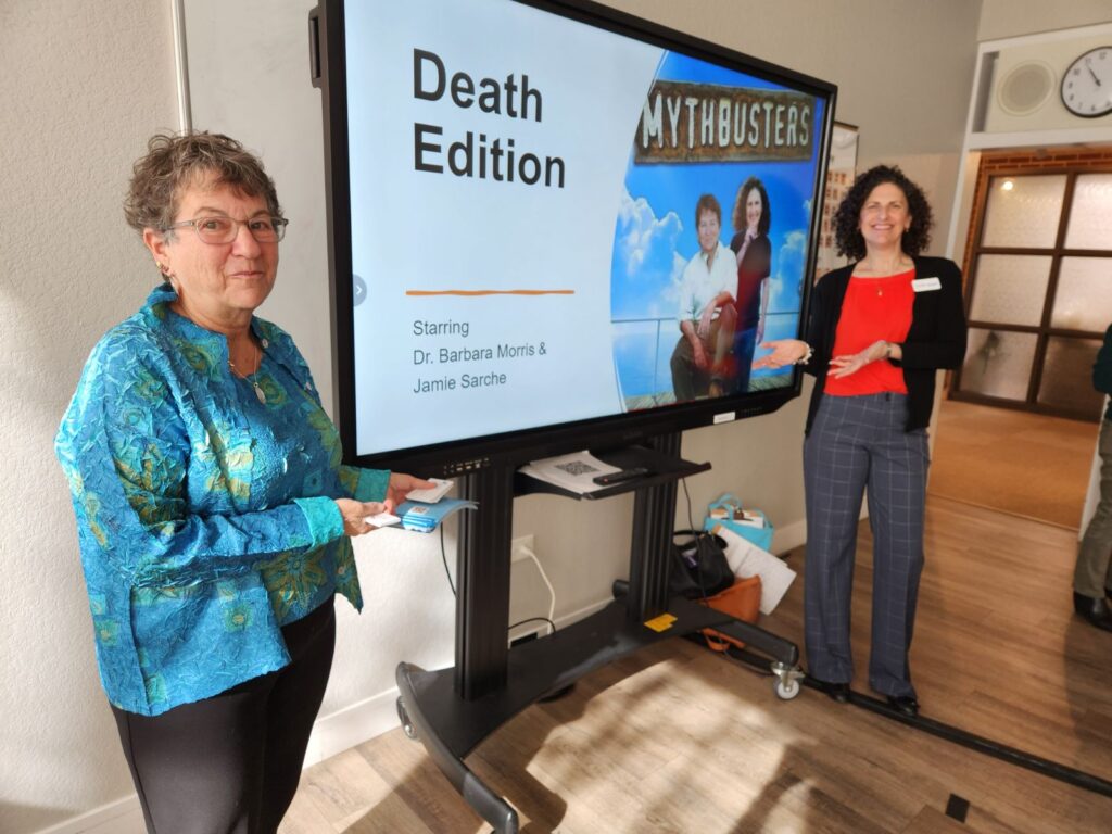 Dr. Barbara Morris (left) co-leads a workshop on end-of-life care.