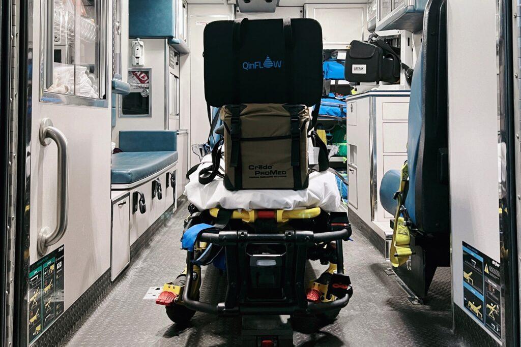 Equipment used to store and deliver whole blood in a Clear Creek County EMS vehicle.