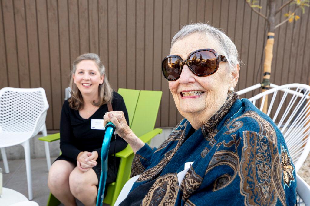 Annie Levinsky  and Dana Crawford smile for a photo