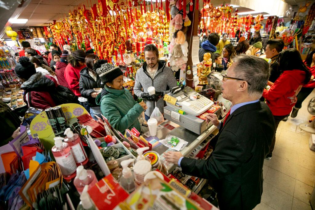 Customers fill the Truong An Gifts during the annual Lunar New Year celebration