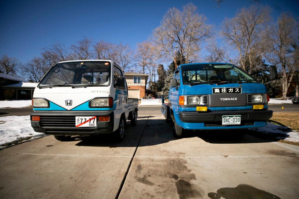 Ryan Albarelli's two small Japanese trucks