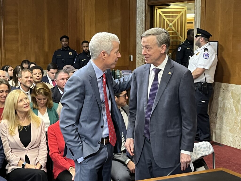 Energy Sec. nominee Chris Wright chats with Colorado Sen. John Hickenlooper