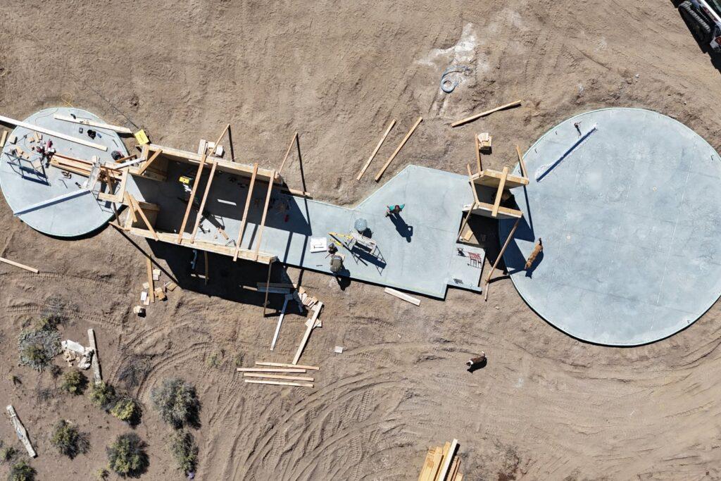 Aerial view of construction site