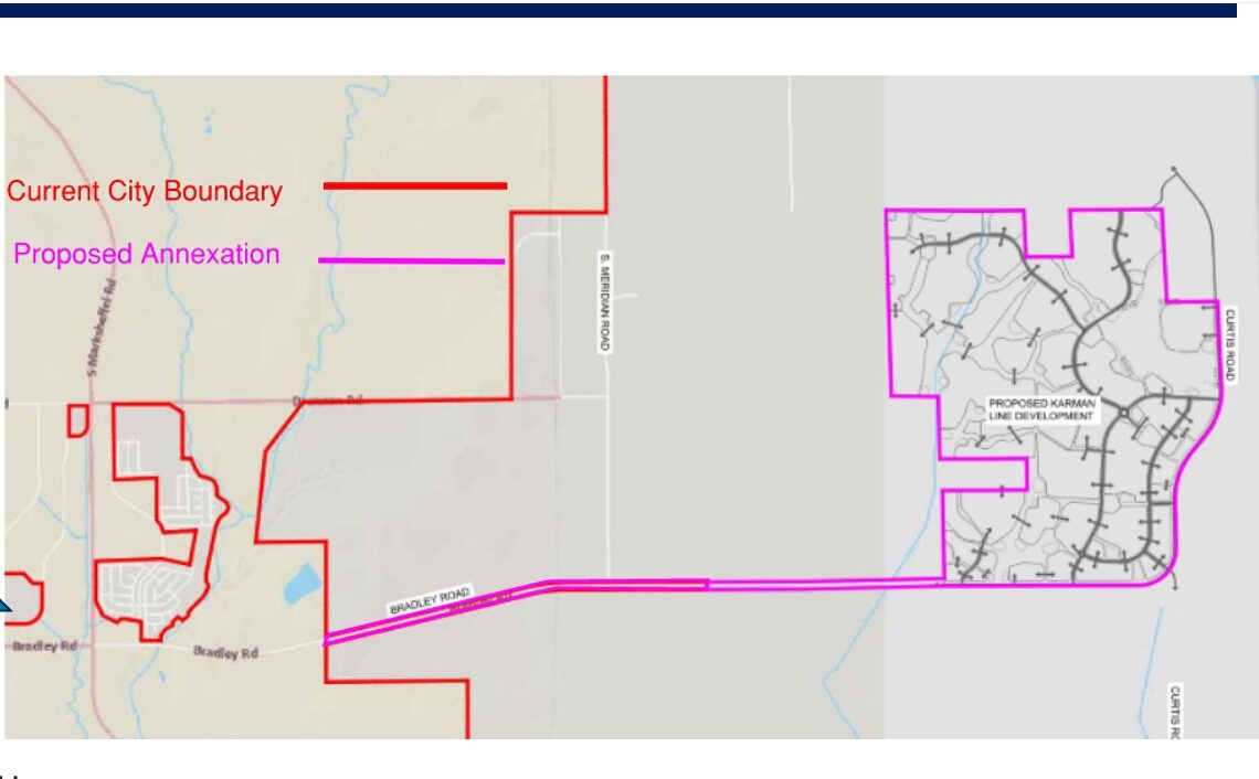 a map showing the city boundaries and the proposed annexation area