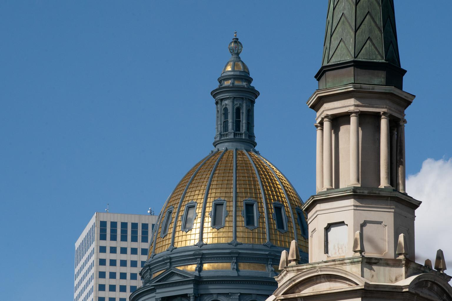 The gold dome of the Colorado state Capitol