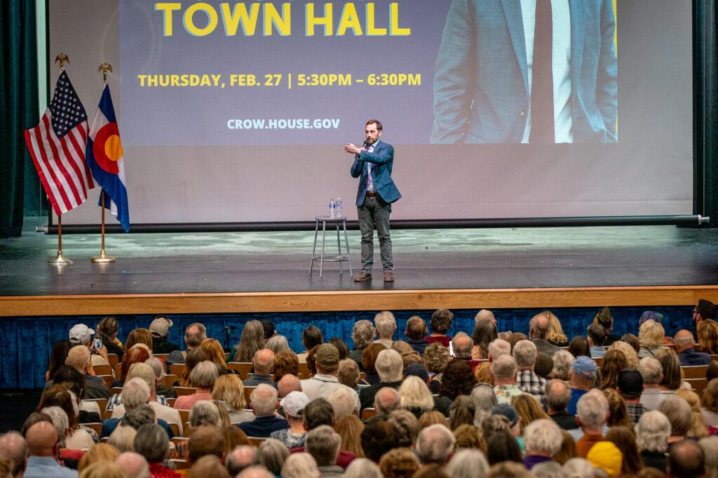 JASON CROW TOWN HALL CROWD HINKLEY HIGH SCHOOL