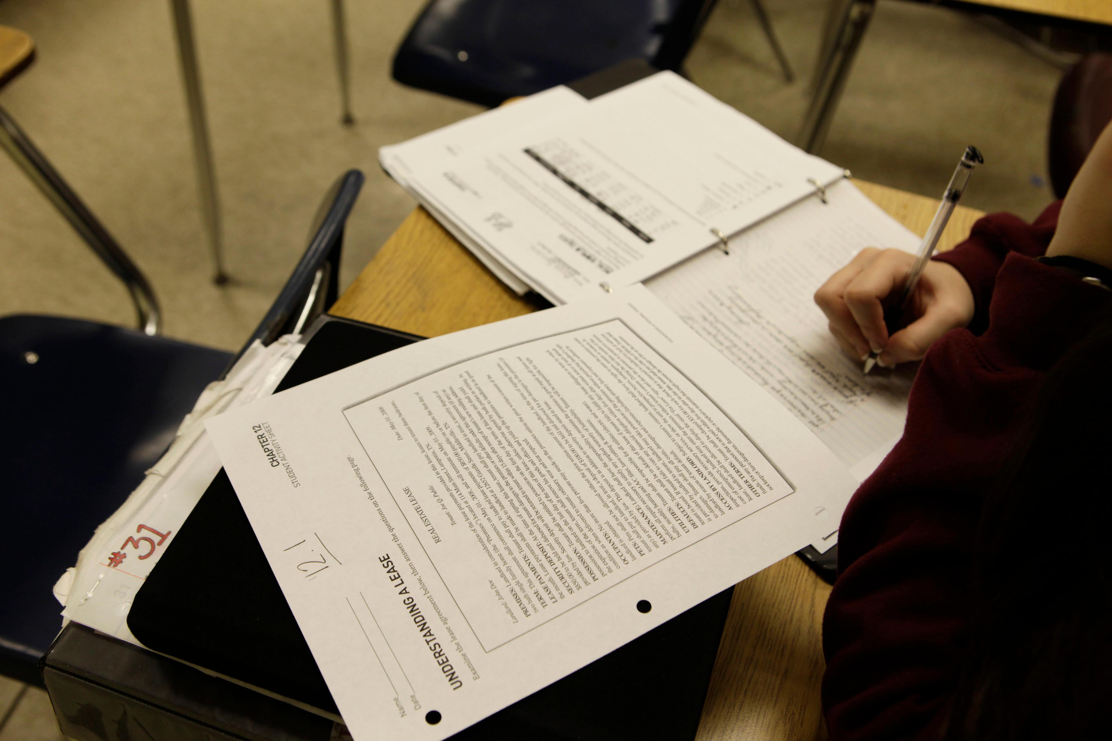 Student at a desk studying