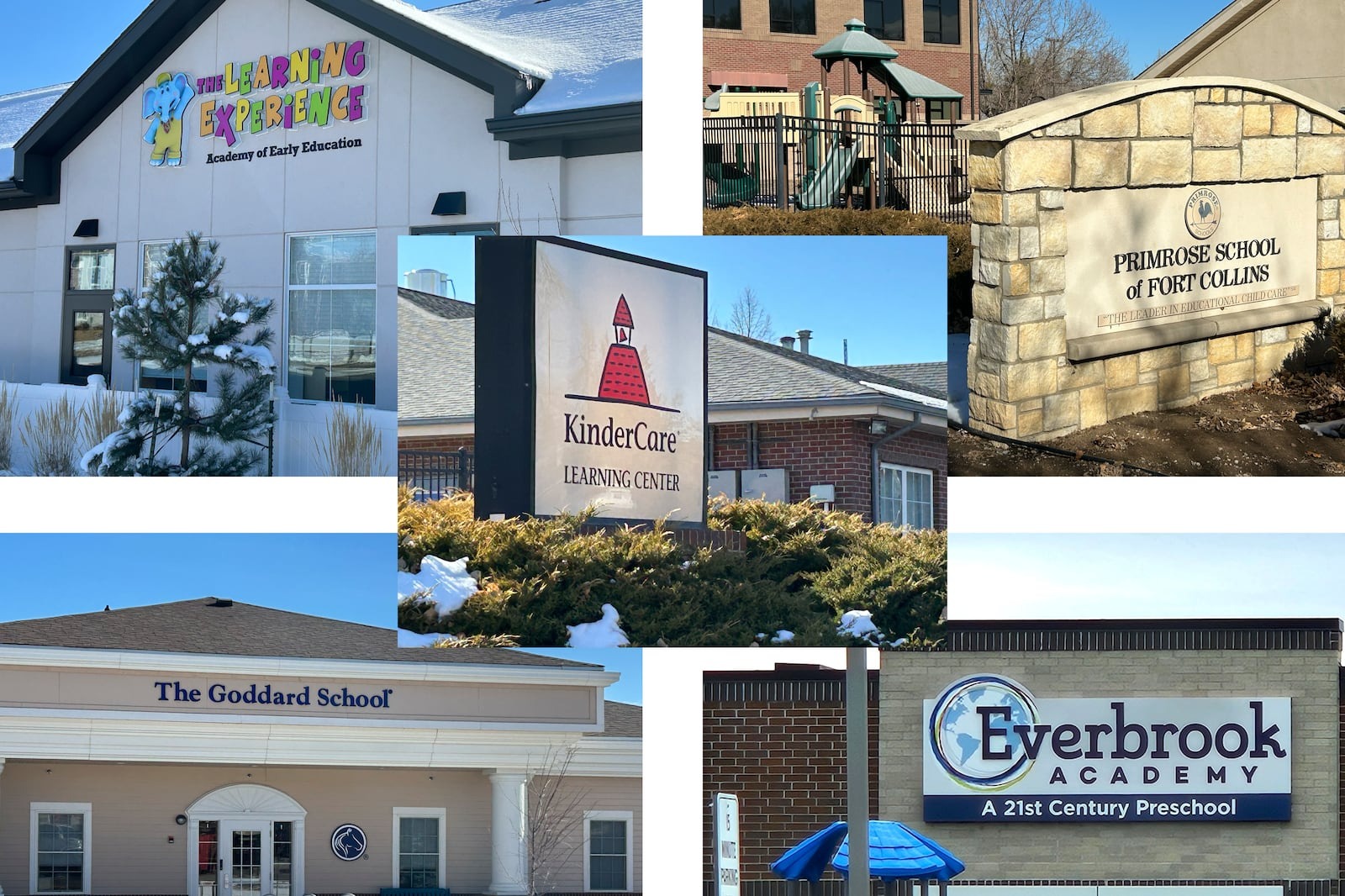 A collage of early child care facilities