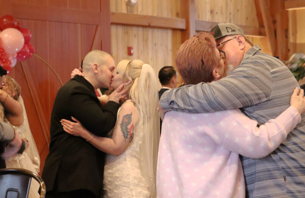 Couples all kissing at the same time after saying &quot;I do.&quot;