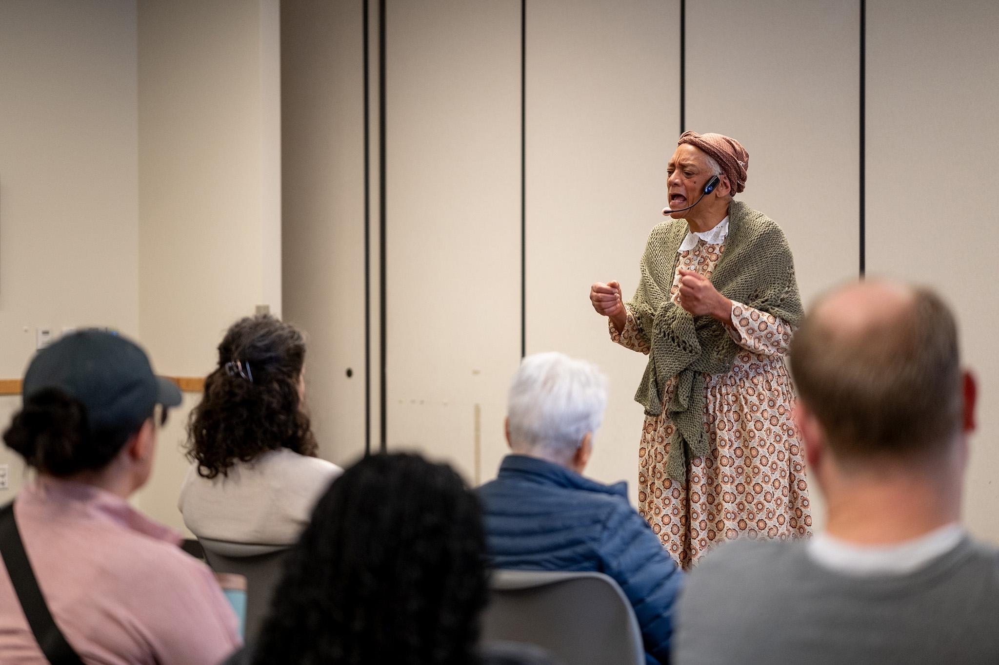 Becky Stone plays the character of Harriet Tubman