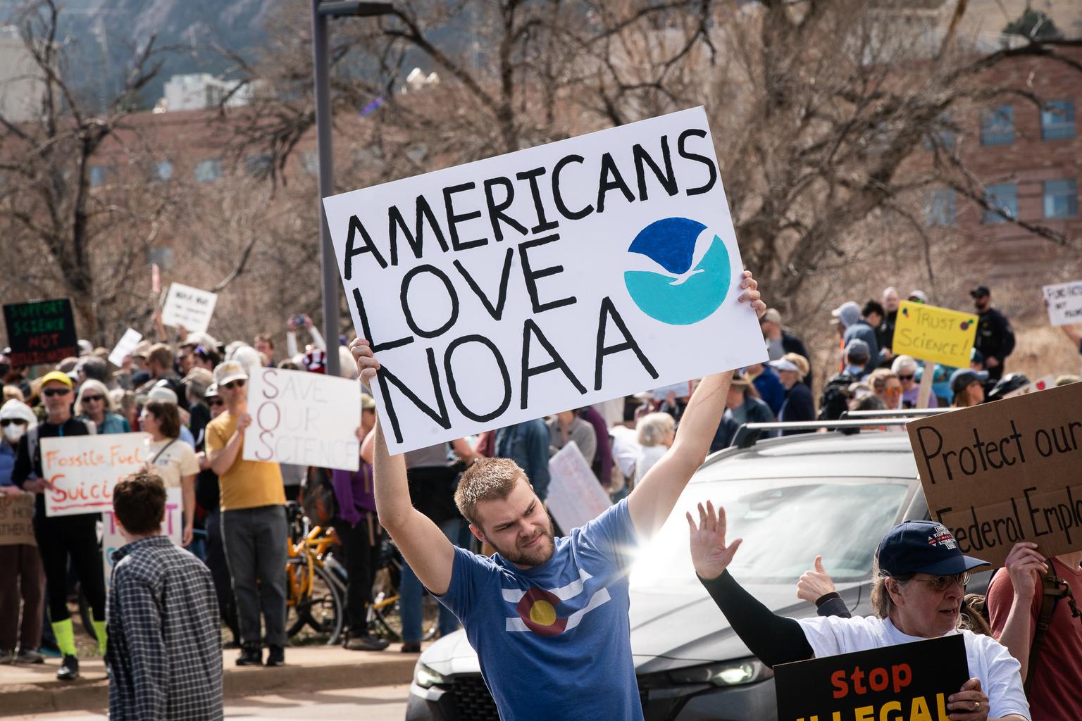 Hundreds protest Trump firing NOAA employees