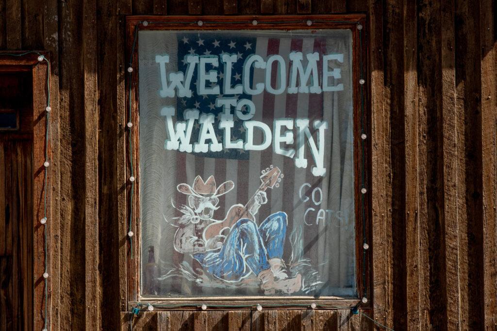 A sign welcomes visitors to Walden