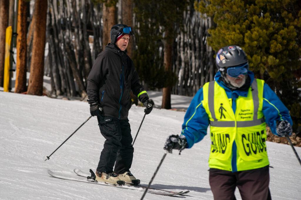 Ignite athlete Michael O’Brien skis at Eldora. He used to be a guide