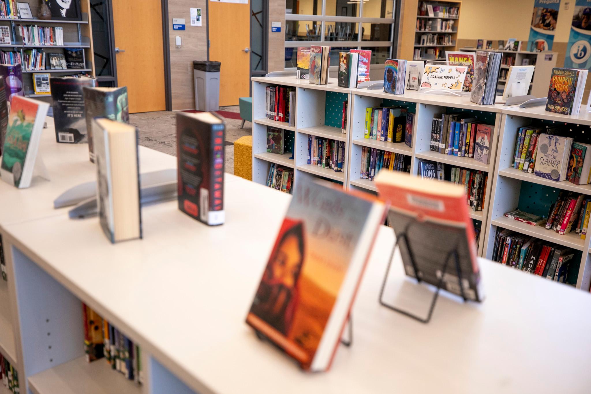 The library at Lakewood&#039;s Alameda International School. March 8, 2025.