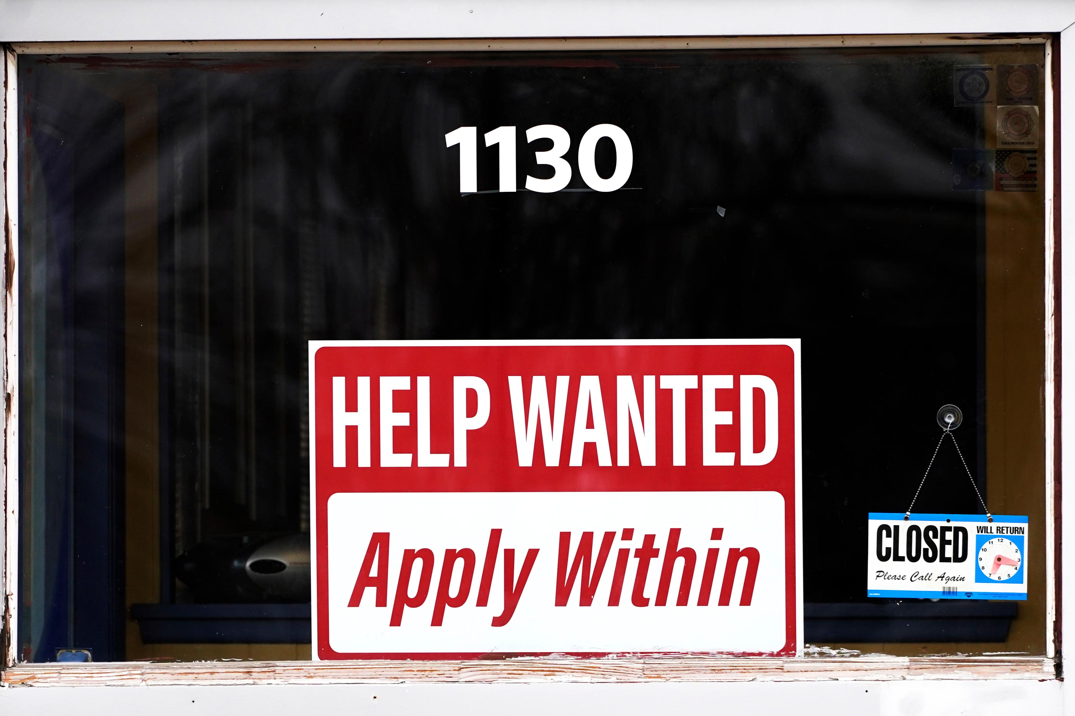 A help wanted sign